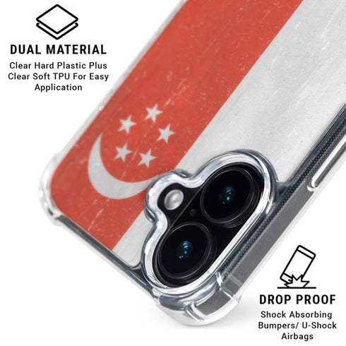Singapore Flag Distressed iPhone 16 Clear Case